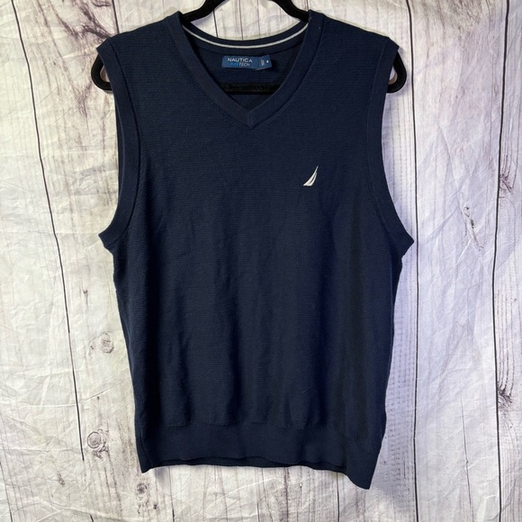 Nautica Navy Blue Sleeveless Sweater Vest Medium - Picture 1 of 6